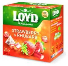 LOYD Augļu tēja maisiņos piramīdas Zemeņu un Rabarberu 40g