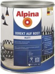 ALPINA Otse roostele kantav mattvärv Direkt Auf Rost Alpina 2.5L must 2,5l