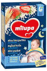 MILUPA Ryžių košė MILUPA su braškemis ir pienu (nuo 6 mėn.) 225g