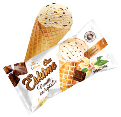 ONU ESKIMO ONU ESKIMO Vanilla cream ice cream with chocolate pieces in waffle cone 200ml/100g 0,1kg