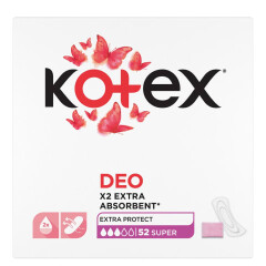 KOTEX Higieniniai įklotai KOTEX DEO SUPER 52pcs