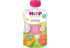 HIPP Ekol. persikų, bananų ir mangų tyrelė su jogurtu, 6+ 100g