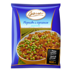 BAUER Porgandikuubikud ja herned 400g