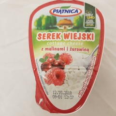PIATNICA Varškė grūdeliais su braškių džemu 150g