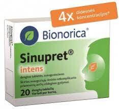 SINUPRET Tabletės nuo peršalimo Sinupret intens (suaug.)deng.tab.N20 (Bionorica) 20pcs