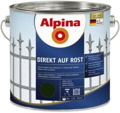 ALPINA Metalo dažai ALPINA DIREKT AUF ROST, žalios sp., 2,5 l 2,5l