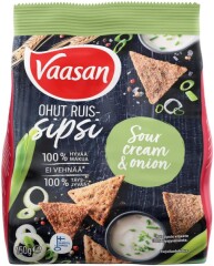 VAASAN RYE CRISPS WITH SOUR CREAM AND ONION FLAVOR 150g