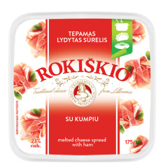 ROKIŠKIO Tepamas lydytas sūrelis su kumpiu Rokiškio 23% rieb., 175 g 175g