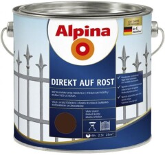 ALPINA Metalo dažai ALPINA DIREKT AUF ROST RAL8011, rudos sp., 2,5 l 2,5l