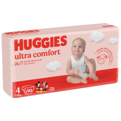 HUGGIES Sauskelnės ultra comfort 4 (7-18 kg) 50pcs