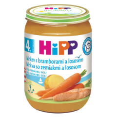 HIPP Ankšt., morkų ir bulvių tyrelė su lašišomis nuo 4 mėn. 190g