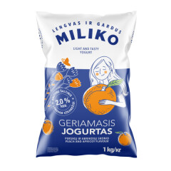 MILIKO Geriamasis jogurtas persikų ir abrikosų skonio 2% rieb. 1kg