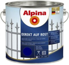 ALPINA Metalo dažai ALPINA DIREKT AUF ROST RAL5010, mėlynos sp., 2,5 l 2,5l