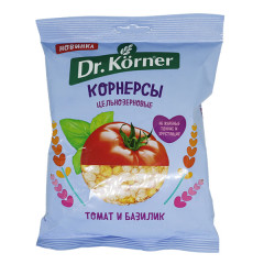 DR. KÖRNER WHOLE GRAIN RICE AND CORN CHIPS TOMATO AND BASIL 50g