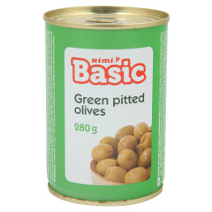 RIMI BASIC Green. olives without stones 280g