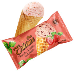 ONU ESKIMO ONU ESKIMO Strawberry-basil cream ice cream in waffle cone 200ml/110g 0,11kg