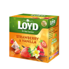 LOYD TEA Augļu tēja maisiņos piramīdas Zemeņu ar vaniļas 20pcs