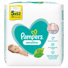 PAMPERS Servetėlės PAMERS SENSTVE, 5 x 52, 260 vnt. 260pcs