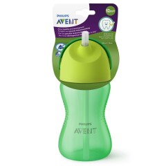 PHILIPS AVENT Krūzīte ar salmiņu 300 ml 12m zaļa 1pcs