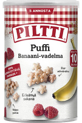 PILTTI Puffi banaani- ja vaarikamaitselised riisi-nisukrõpsud 35g