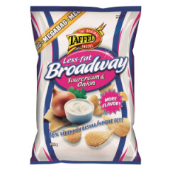 TAFFEL Taffel Broadway Less Fat sour cream- and onion-flavoured potato chips 325g