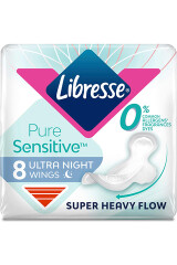 LIBRESSE Higieniniai paketai Libresse PURE SENSITIVE ULTRA NIGHT . 8pcs