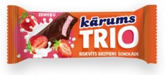 KARUMS TRIO Šokolaadiga kaetud biskviit kohupiima-maasikatäidisega 27g