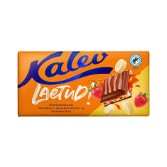 KALEV Kalev Laetud! milk chocolate with caramel, banana filling and strawberries 143g