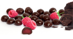 MYSNACK Real fruit raspberry snack in Belgium dark chocolate 30g