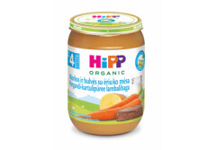 HIPP Ekolog. morkų ir bulvių tyrelė HiPP su ėriena nuo 4 mėn. 190g