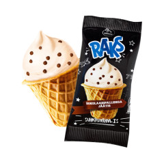 RAKS RAKS Ice cream with crispy chocolate pieces in waffle cup 140ml/73g 0,073kg