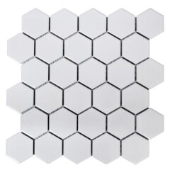 HEXAGON keraamiline mosaiik HX 080, laikiv valge, matil 32,5x28.1 1pcs