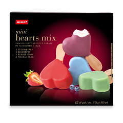 RIMI Ice cream mini hearts mix 12 pcs 375g