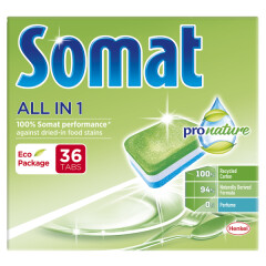 SOMAT Indaplovių tabletės SOMAT ALL IN 1 PRONATURE GREEN 36pcs