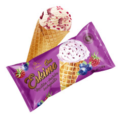 ONU ESKIMO ONU ESKIMO Cream ice cream with blueberry-raspberry filling in waffle cone 200ml/110g 0,11kg