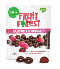 MYSNACK Real Fruit Raspberry Snack in Belgium Dark Chocolate 30g