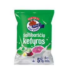 ROKIŠKIO ŽALOJI KARVUTĖ Šaltibarščių kefyras ŽALOJI KARVUTĖ 5%, 1 Kg 1000g