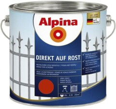ALPINA Metalo dažai ALPINA DIREKT AUF ROST RAL3000, raudonos sp., 2,5 l 2,5l
