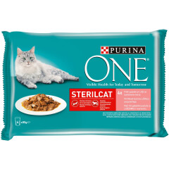 PURINA ONE Kiisueine steriliseeritud kassidele lõhe ja porgandiga 4-pakk 340g