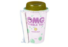 BUBBLE TEA Pasiflorų skonio arbatos gėrimas omg su obuolių burbuliukais 270ml