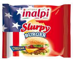 INALPI Lydytas sūris su čederiu Slurpy Burger INALPI riek., 40%, 16x175g 175g