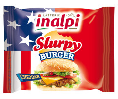 INALPI Lydytas sūris Slurpy Bugger su čederiu INALPI riekelėmis, 16x175g 175g