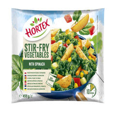 HORTEX Kepti skirtos šaldytos daržovės su špinatais 450g