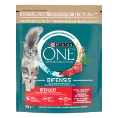 PURINA ONE Sausas kačių ėdalas "Sterilcat" su jautiena 800g