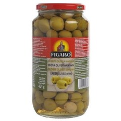 FIGARO ROHELISED KIVIDETA OLIIVID 920G (KLAAS) zaļās olīvas b/k 1g