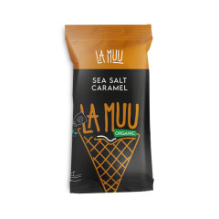 LA MUU Salted Caramel ice cream in wafer cone, 100g/130ml, organic 100g