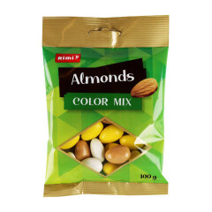 RIMI Mandlid valges šokolaadis Color mix 100g