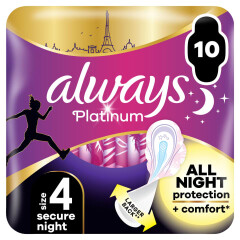 ALWAYS Higieniniai paketai ALWAYS PLATINUM SECURE NIGHT 10pcs