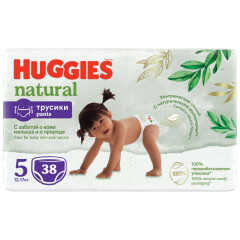HUGGIES Sauskelnės-kelnaitės HUGGIES NATURAL PANTS 5 (12-17 kg) 38pcs