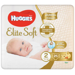 HUGGIES Sauskelnės HUGGIES ELITE SOFT 2 (4-6 kg) 25pcs
